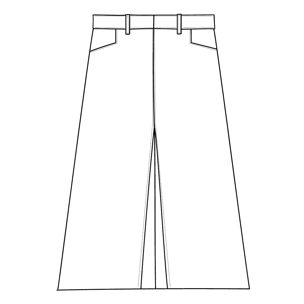 Dessin technique de la jupe-culotte camarguaise en moleskine lourde